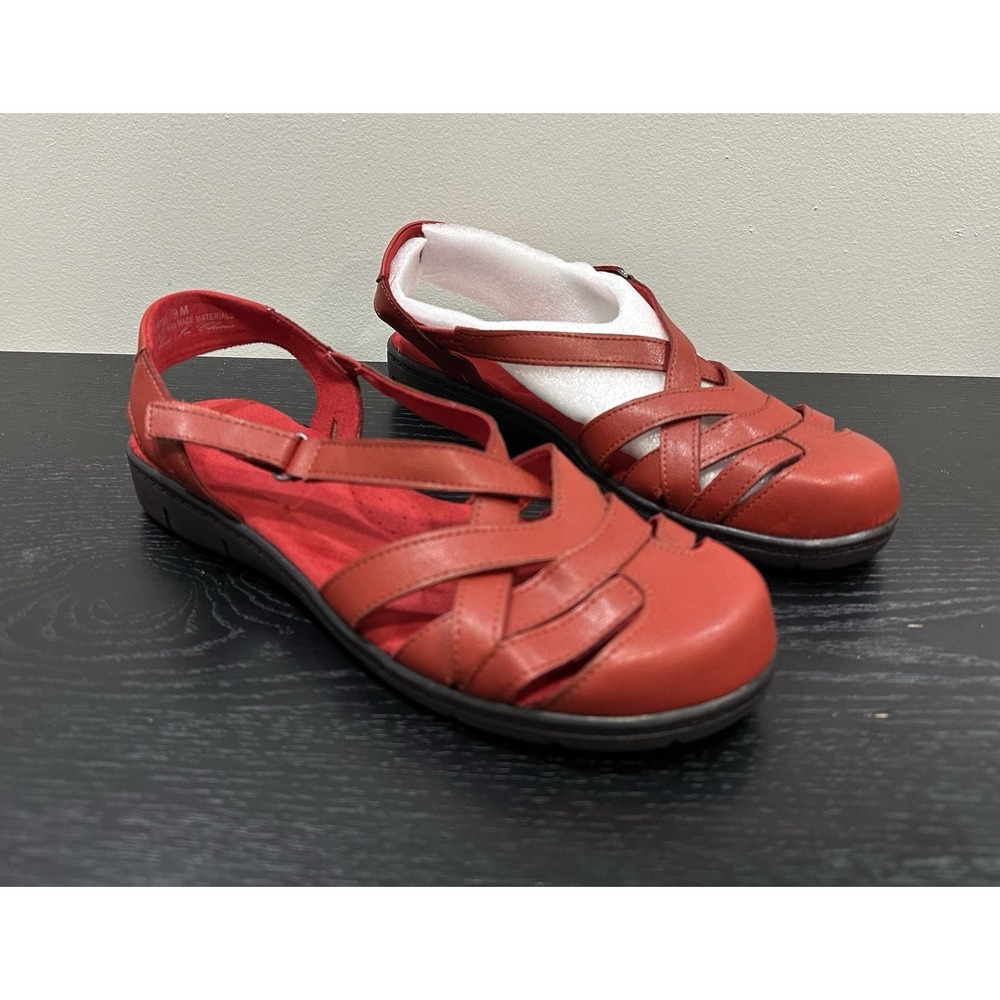Easy Street Womens 9 Garrett Red Faux Leather Strappy Flat Sandals NEW